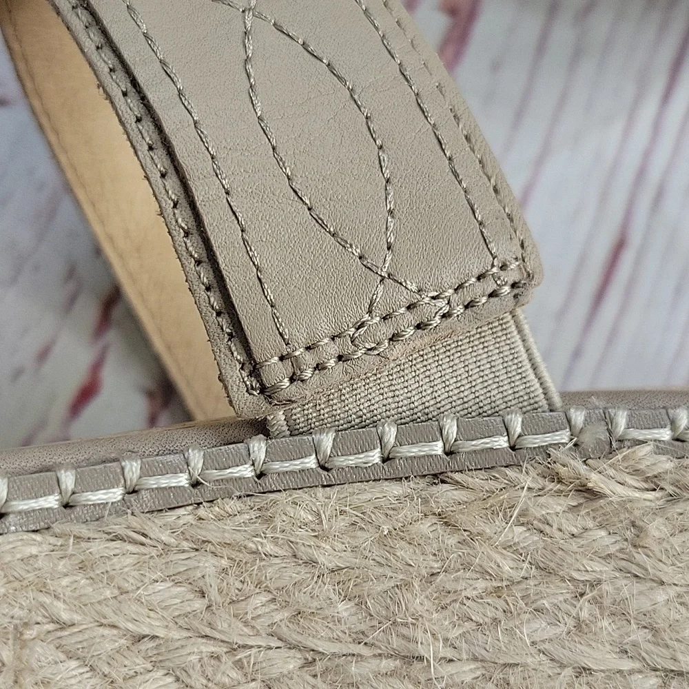 Frye Women's Beige Leather Espadrille Wedges Size 8